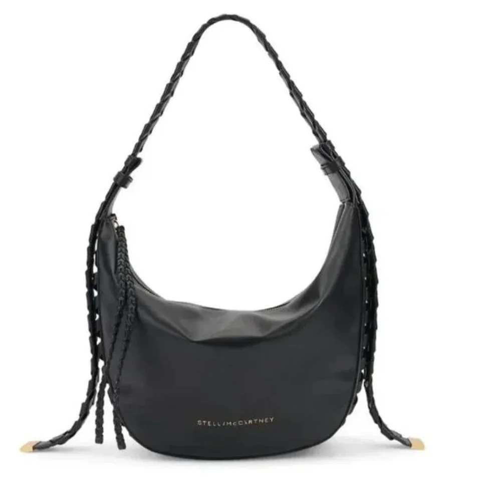 Stella McCartney Braided Hobo Shoulder Bag Black - Picture 1 of 12